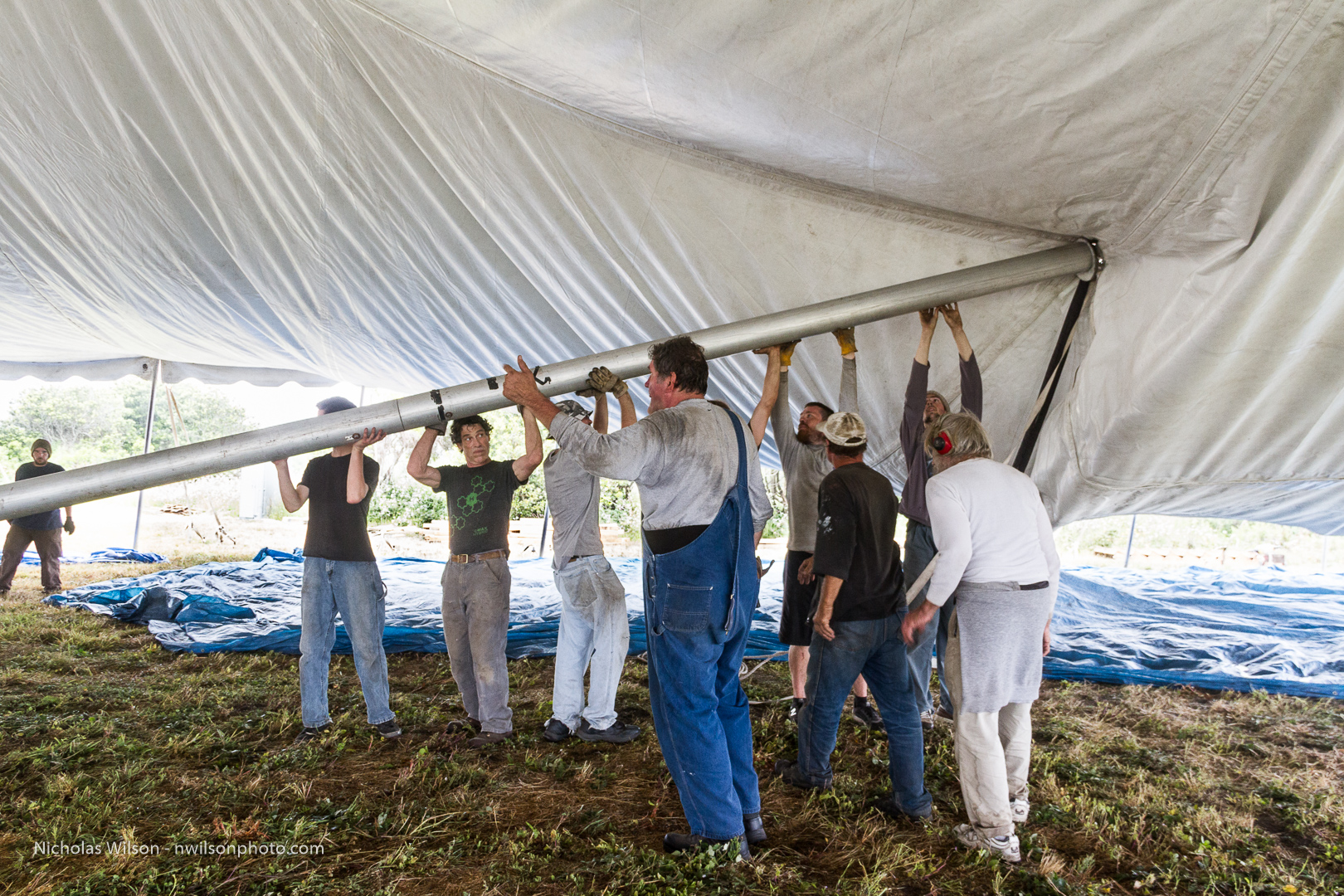 Raising the 800-seat concert hall tent takes know-how and skill.
