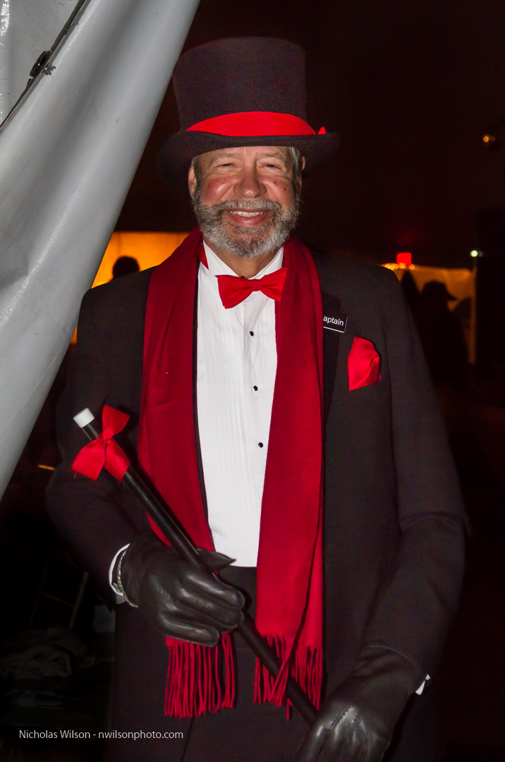 Door Captain Toby Wade dressed up for a night at the opera in the big white tent.