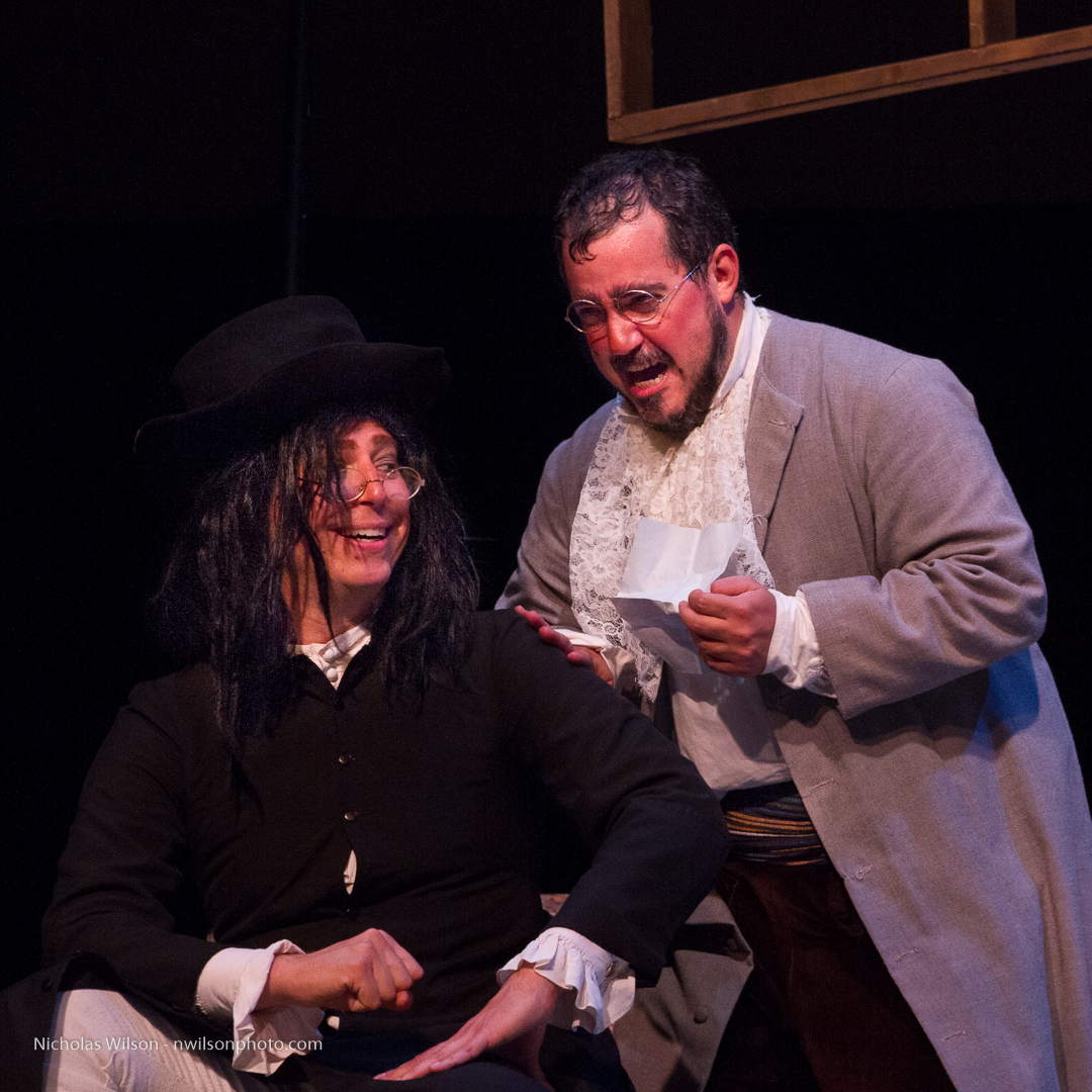 The substitue music teacher, Count Almaviva in a new disguise, and Dr. Bartolo