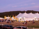 The MMF's 800 seat concert hall tent at twilight.